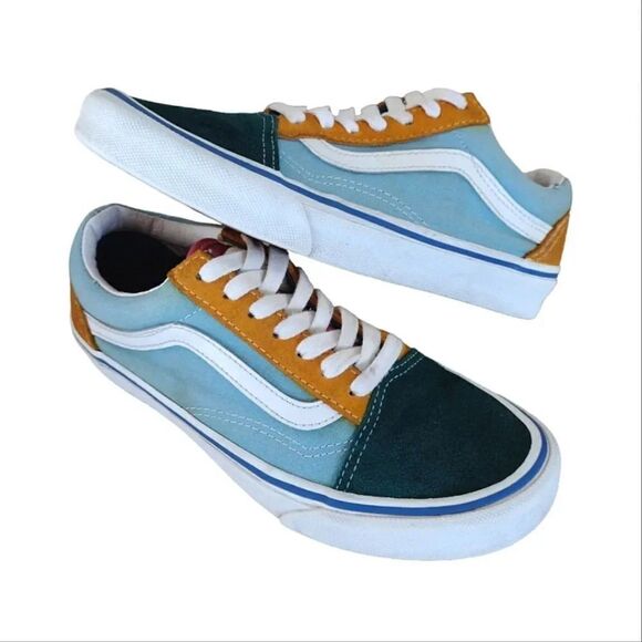 VANS Old Skool Blue Colorblock Suede Canvas Skate Sneakers W6 Y4.5 - Picture 3 of 16